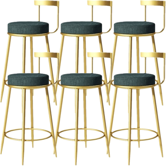 Glam Backrest Armless Counter Stool Iron Cafe Bar Stool with Pedal and Cushion