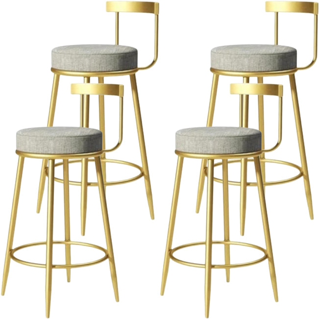 Glam Backrest Armless Counter Stool Iron Cafe Bar Stool with Pedal and Cushion