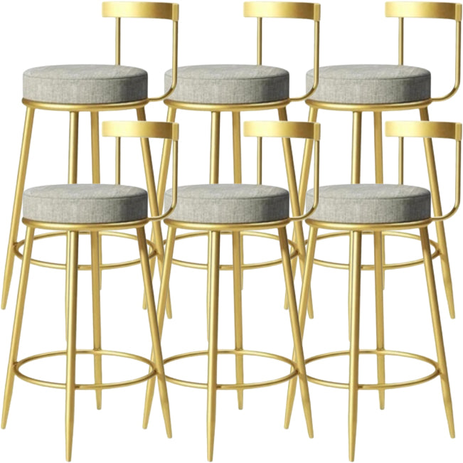 Glam Backrest Armless Counter Stool Iron Cafe Bar Stool with Pedal and Cushion