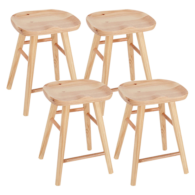 Saddle Seat Footrest Counter Chair Modern Backless Counter Stools in Natural