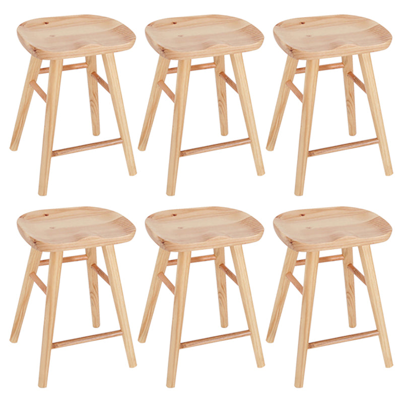 Saddle Seat Footrest Counter Chair Modern Backless Counter Stools in Natural