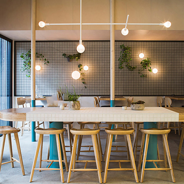 Saddle Seat Footrest Counter Chair Modern Backless Counter Stools in Natural