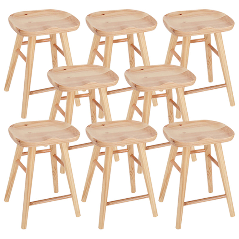 Saddle Seat Footrest Counter Chair Modern Backless Counter Stools in Natural