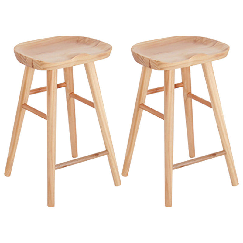 Saddle Seat Footrest Counter Chair Modern Backless Counter Stools in Natural
