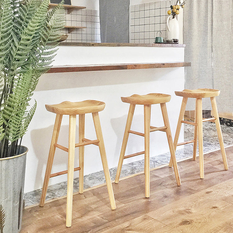 Saddle Seat Footrest Counter Chair Modern Backless Counter Stools in Natural