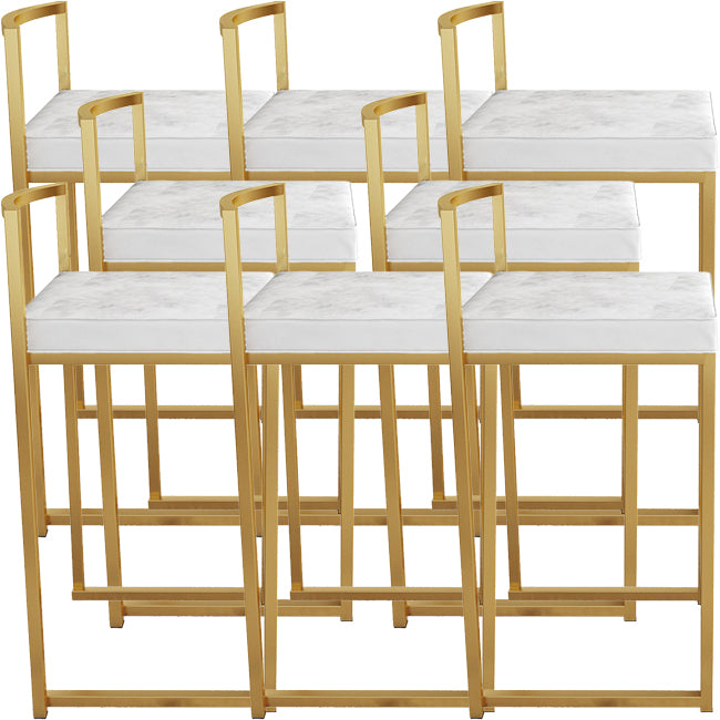 Nordic Backrest Armless Counter Stool Iron Kitchen Bar Stool with Cushion and Pedal