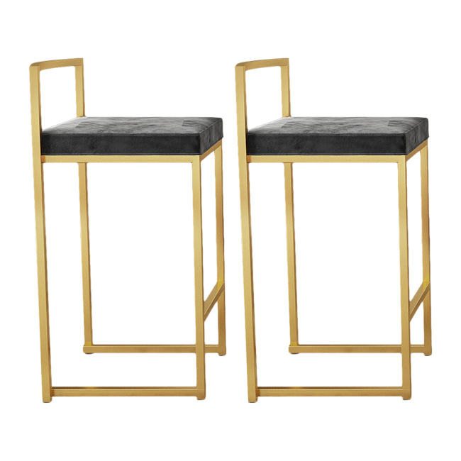 Nordic Backrest Armless Counter Stool Iron Kitchen Bar Stool with Cushion and Pedal