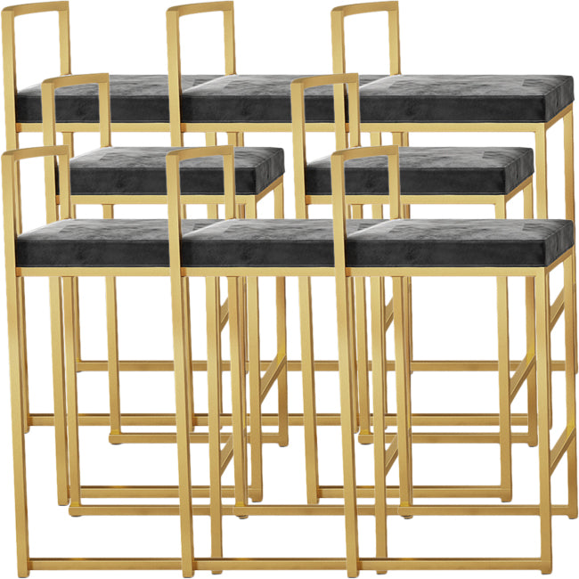 Nordic Backrest Armless Counter Stool Iron Kitchen Bar Stool with Cushion and Pedal