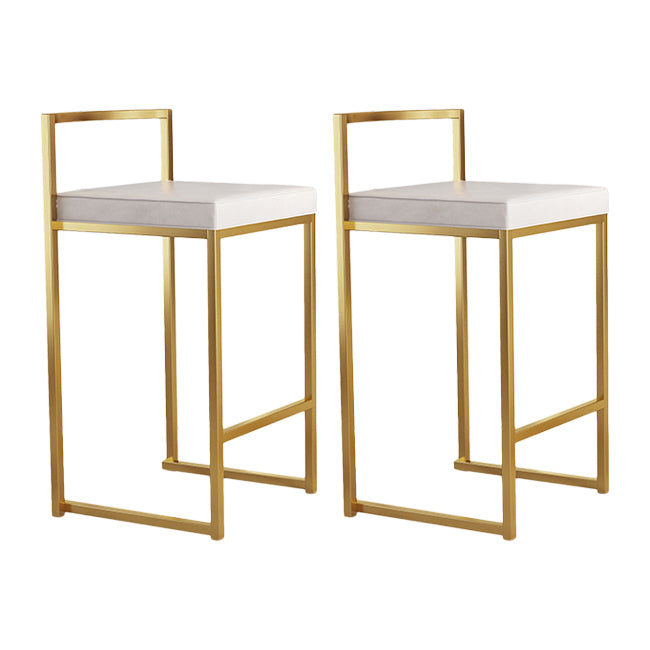 Nordic Backrest Armless Counter Stool Iron Kitchen Bar Stool with Cushion and Pedal