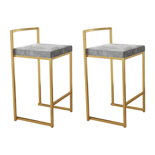 Nordic Backrest Armless Counter Stool Iron Kitchen Bar Stool with Cushion and Pedal