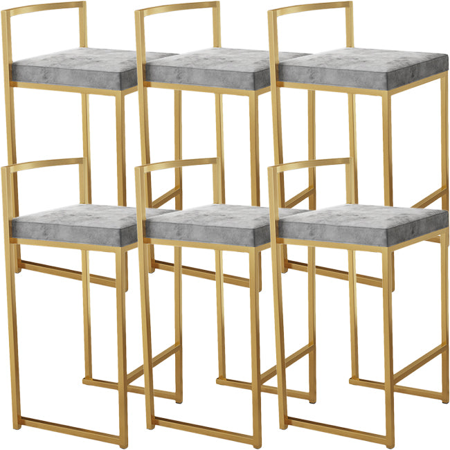 Nordic Backrest Armless Counter Stool Iron Kitchen Bar Stool with Cushion and Pedal