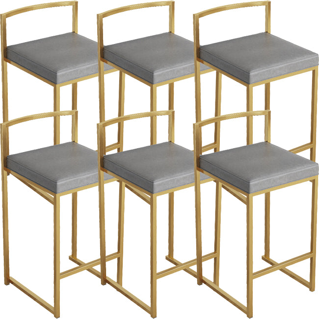 Nordic Backrest Armless Counter Stool Iron Kitchen Bar Stool with Cushion and Pedal