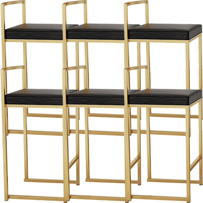 Nordic Backrest Armless Counter Stool Iron Kitchen Bar Stool with Cushion and Pedal