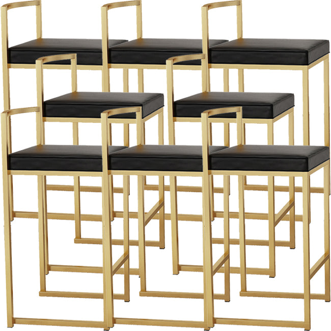 Nordic Backrest Armless Counter Stool Iron Kitchen Bar Stool with Cushion and Pedal