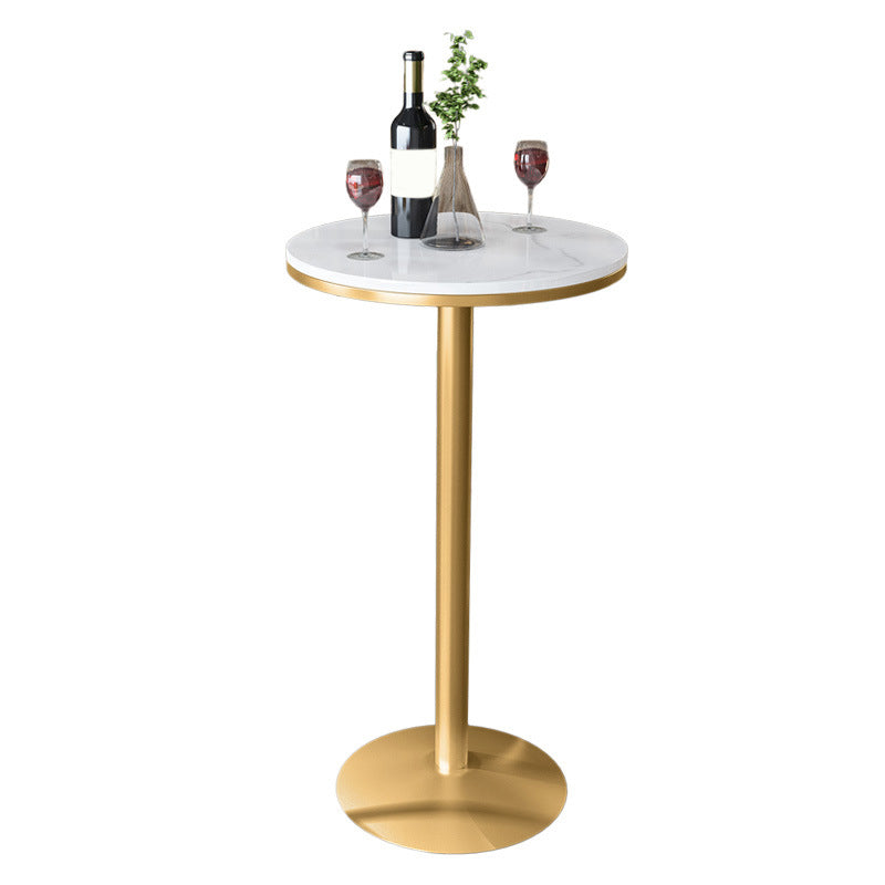 1/2/3/4 Pieces Glam Round Bar Table Set Bistro Set with Faux Marble Top