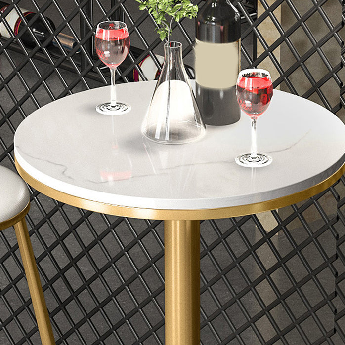 1/2/3/4 Pieces Glam Round Bar Table Set Bistro Set with Faux Marble Top