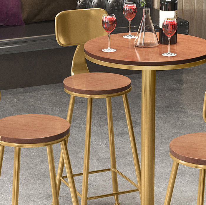1/2/3/4 Pieces Glam Round Bar Table Set Bistro Set with Faux Marble Top