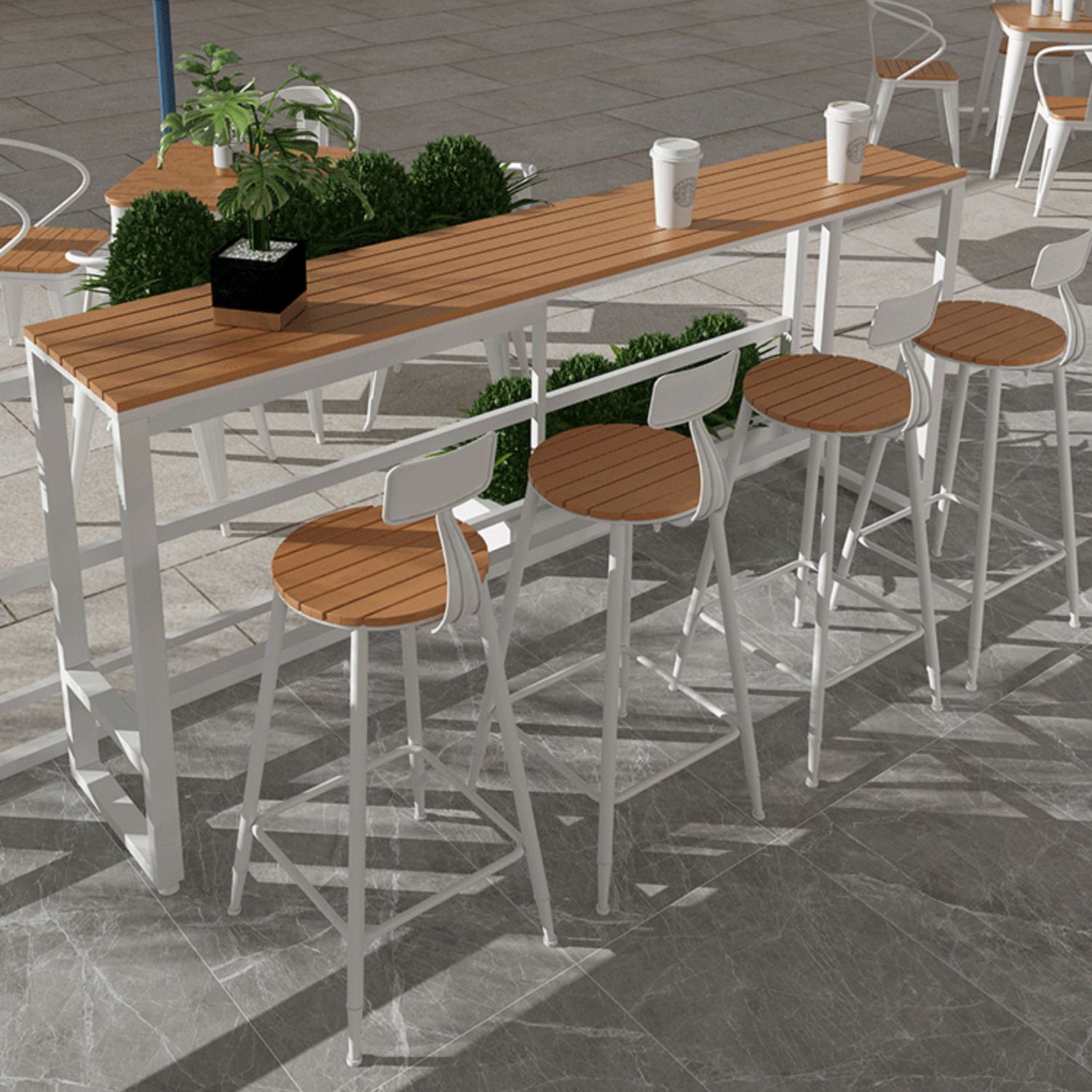 Modern Engineered Wood Pub Table Set 1/2/5 Pieces Rectangle Trestle Counter Set