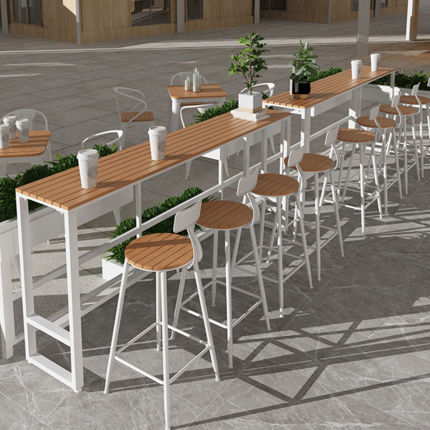 Modern Engineered Wood Pub Table Set 1/2/5 Pieces Rectangle Trestle Counter Set