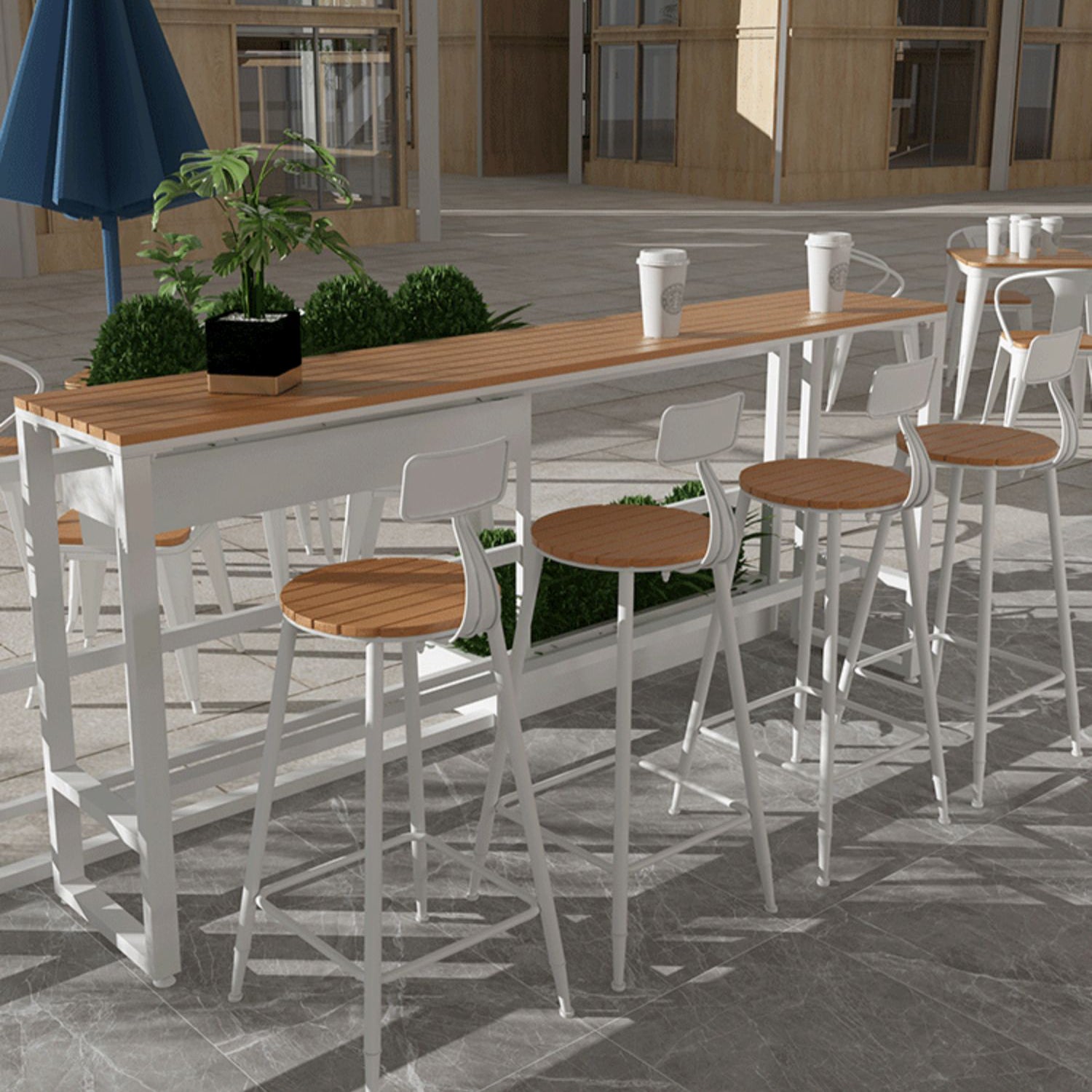 Modern Engineered Wood Pub Table Set 1/2/5 Pieces Rectangle Trestle Counter Set