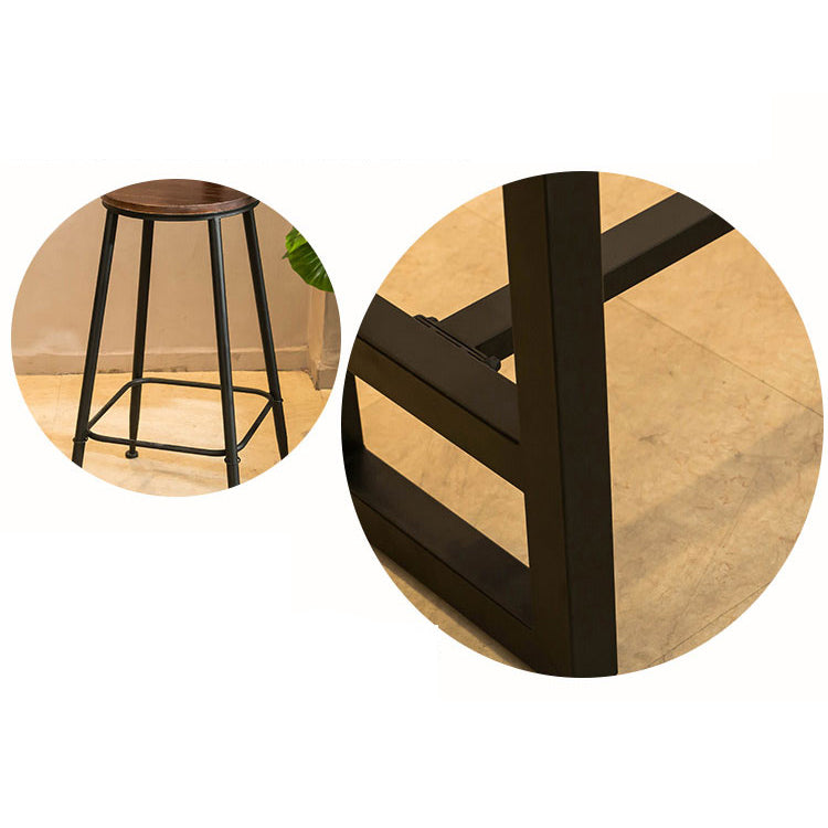 Modern Rectangle Solid Wood Bar Table Set 1/5/9 Pieces Counter Table with Black Stools