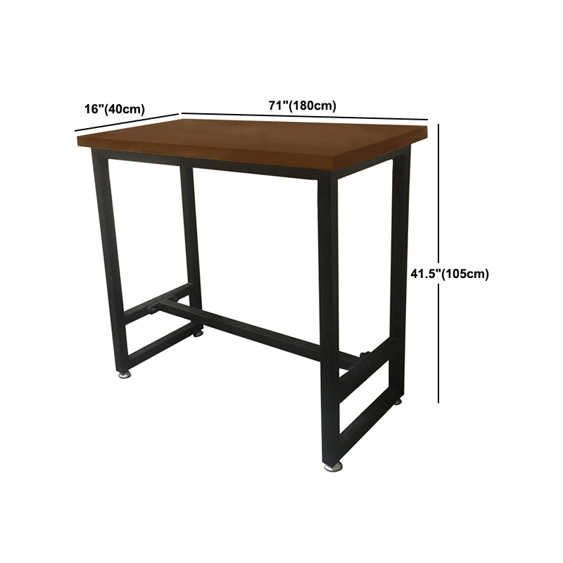 Modern Rectangle Solid Wood Bar Table Set 1/5/9 Pieces Counter Table with Black Stools