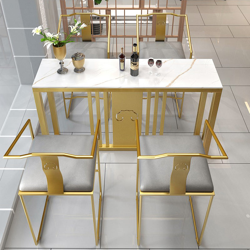 Traditional Luxury Bar Table Set 1/3/5 Pieces Counter Set with Gold Base