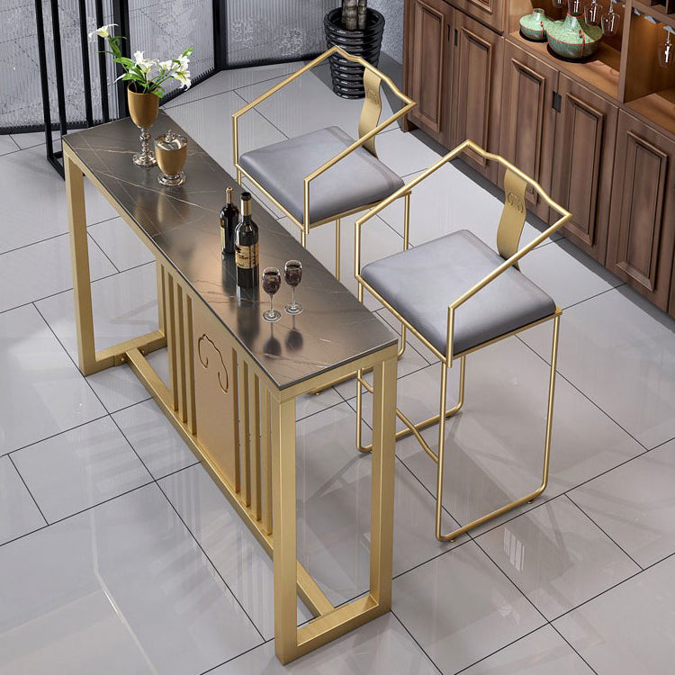 Traditional Luxury Bar Table Set 1/3/5 Pieces Counter Set with Gold Base