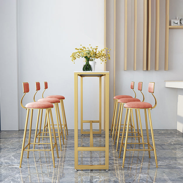 1/2/7 Pieces Glam Iron Bar Table Set Rectangle White Faux Marble Bistro Set with Footrest