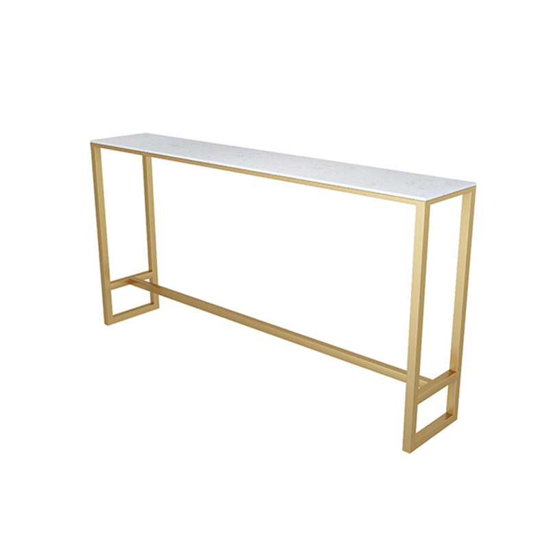 1/2/7 Pieces Glam Iron Bar Table Set Rectangle White Faux Marble Bistro Set with Footrest