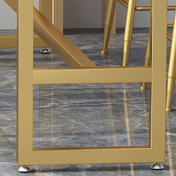 1/2/7 Pieces Glam Iron Bar Table Set Rectangle White Faux Marble Bistro Set with Footrest