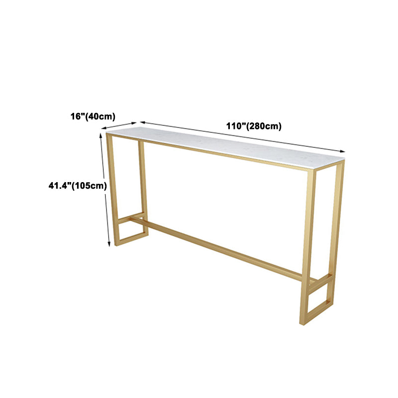 1/2/7 Pieces Glam Iron Bar Table Set Rectangle White Faux Marble Bistro Set with Footrest