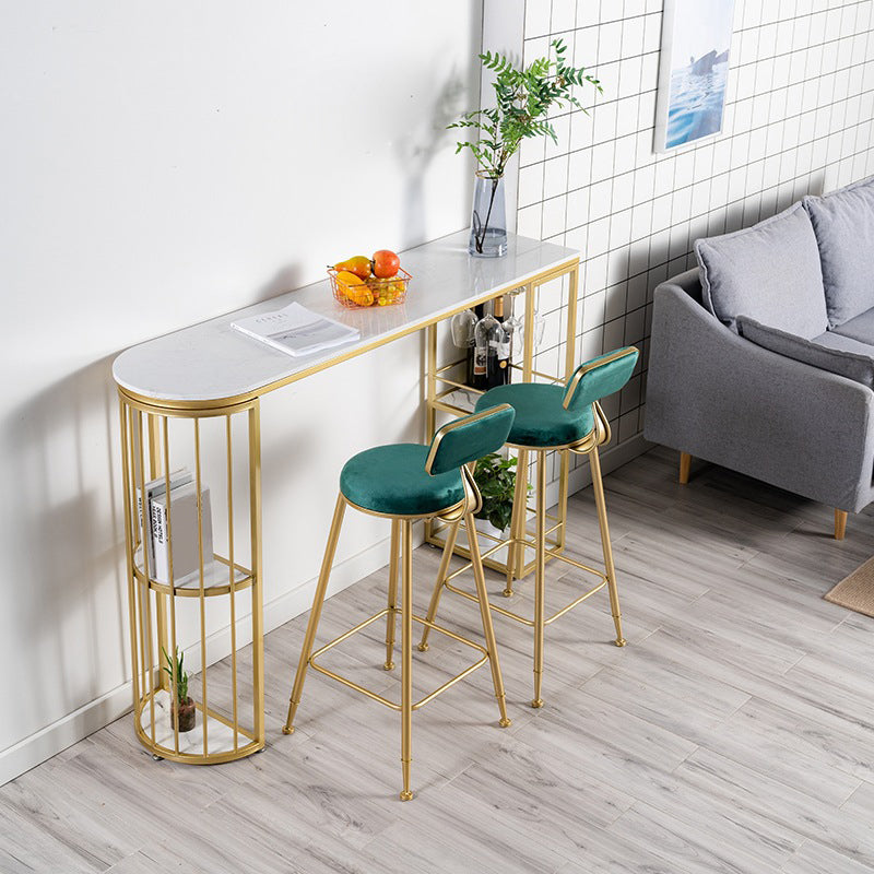 1/2/3 Pieces Marble Bar Table Set Glam Matte Finish Bar Stool and Table Set