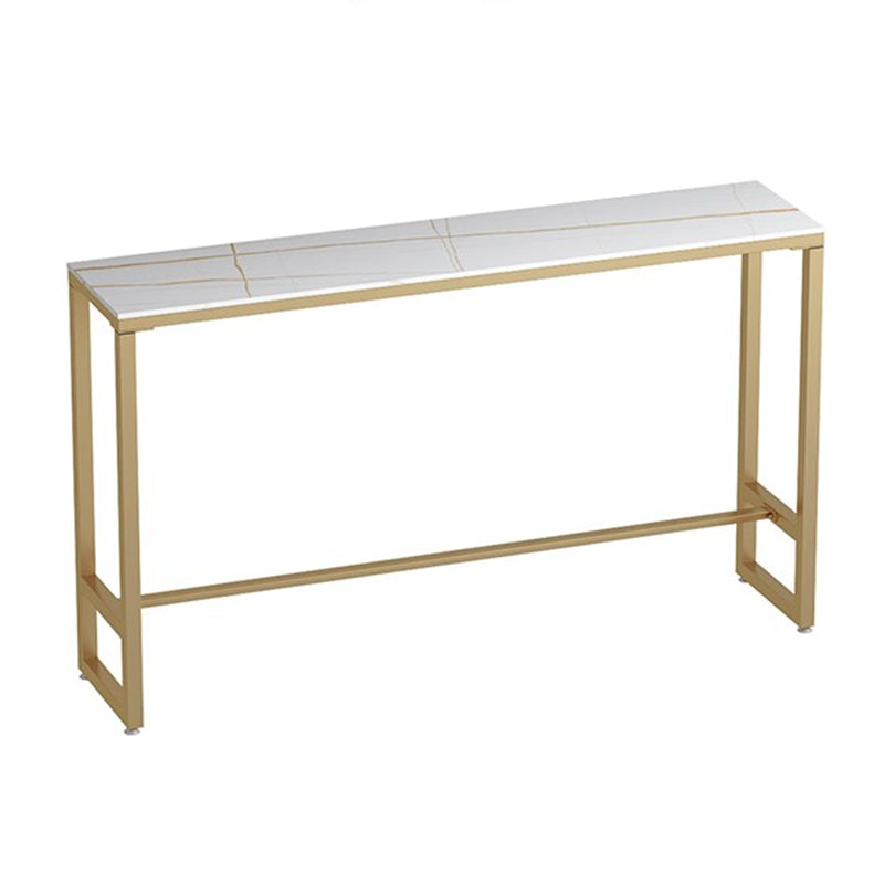 1/3 Pieces Glam Iron Bistro Set Rectangle White Stone Top Bar Table Set with Footrest