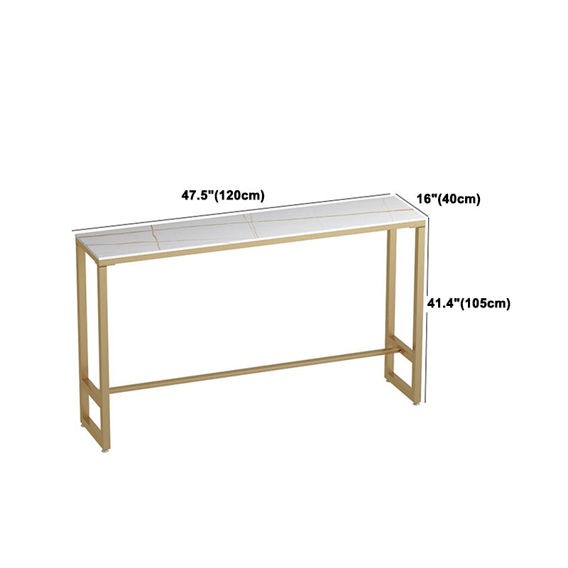 1/3 Pieces Glam Iron Bistro Set Rectangle White Stone Top Bar Table Set with Footrest