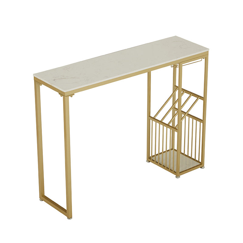 Luxury Marble Rectangle Bar Table Set 1/2 Pieces Counter Table with High Stools