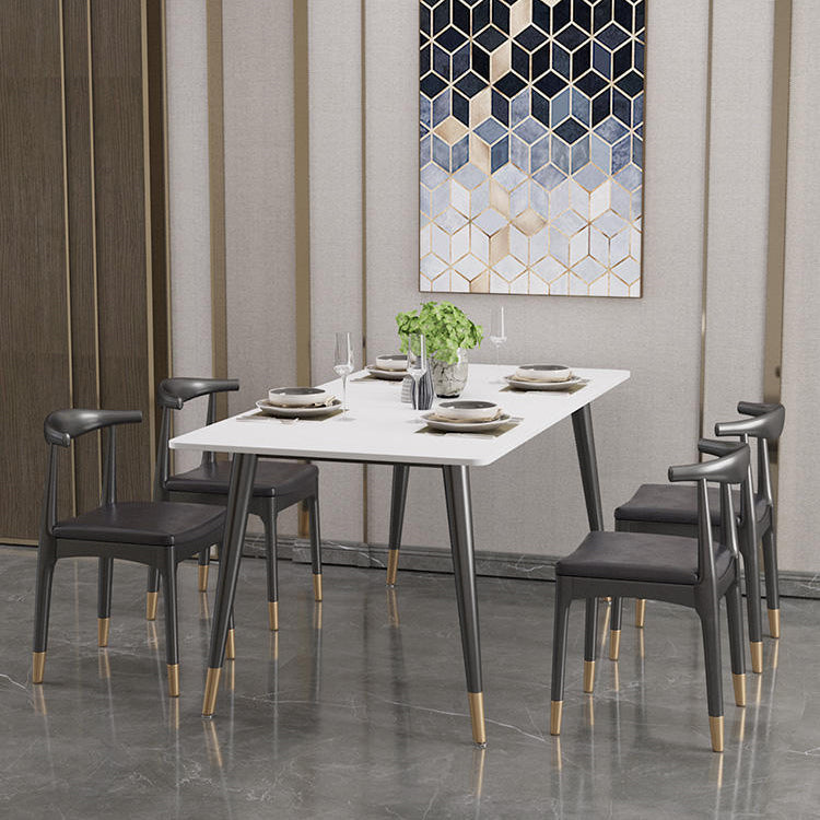 Rectangle Modern Dinette Set 1/4/5 Pieces Black Base Indoor Dining Table Set