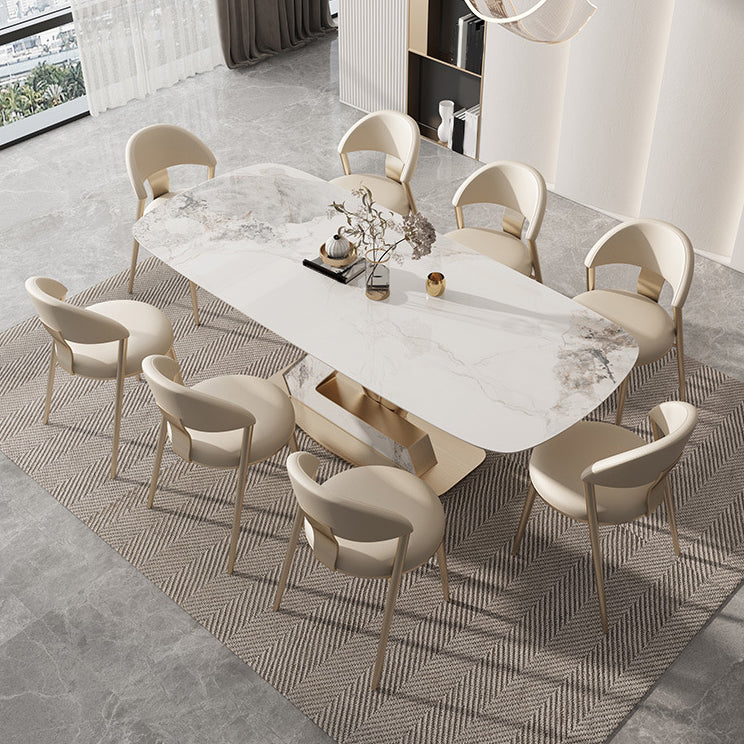 Nordic Glam Sintered Stone Rectangle Table Set 1/4/5/6/7/9 Pieces Dining Set