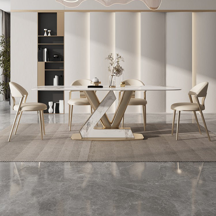 Nordic Glam Sintered Stone Rectangle Table Set 1/4/5/6/7/9 Pieces Dining Set