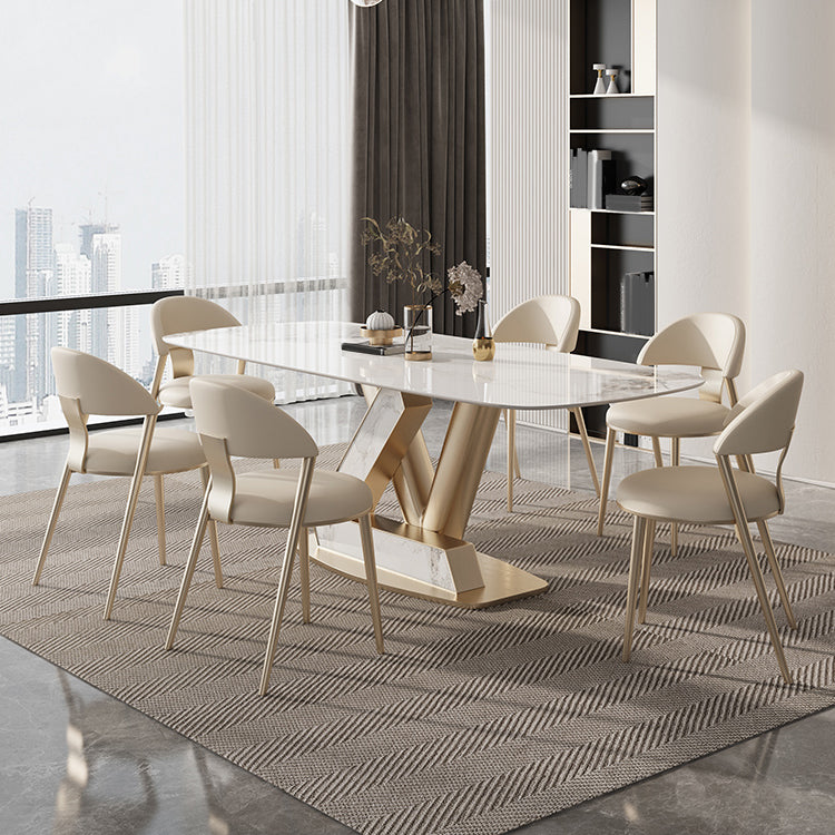 Nordic Glam Sintered Stone Rectangle Table Set 1/4/5/6/7/9 Pieces Dining Set