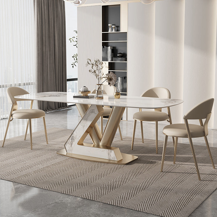 Nordic Glam Sintered Stone Rectangle Table Set 1/4/5/6/7/9 Pieces Dining Set