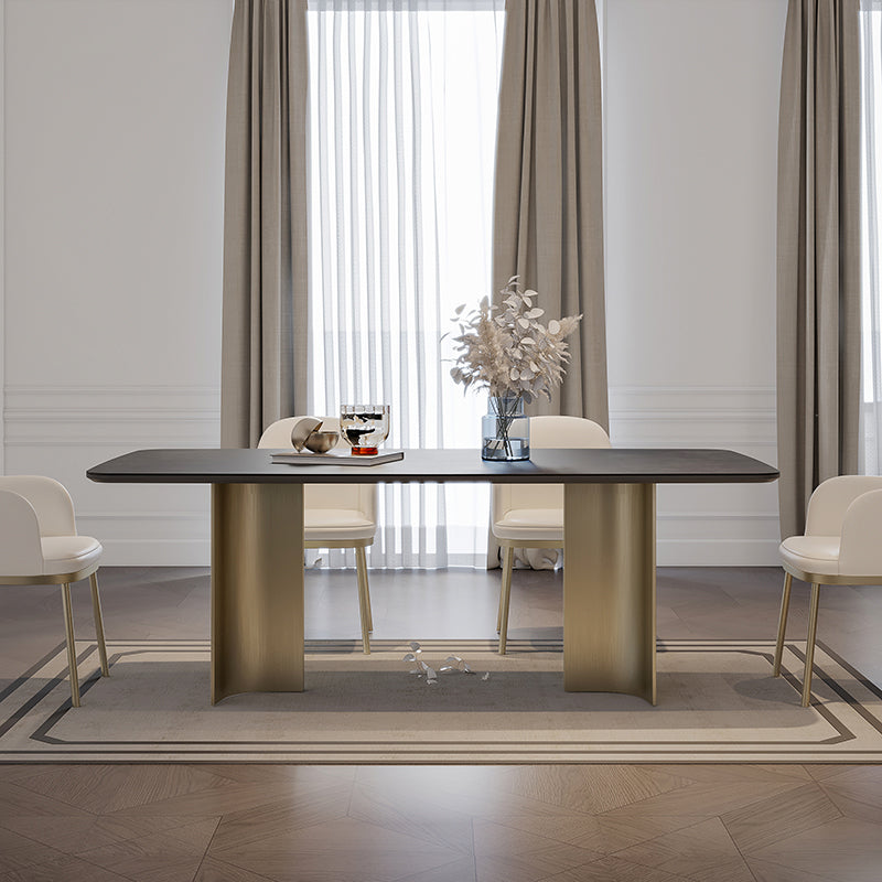 Nordic Glam Sintered Stone Rectangle Table Set 1/4/5/7 Pieces Dining Set