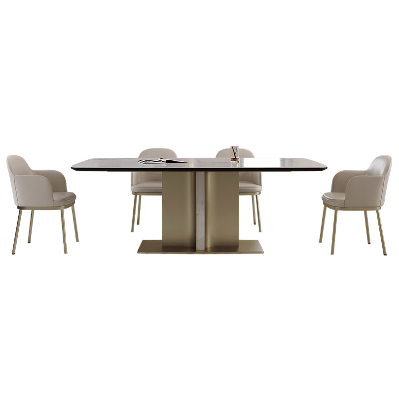 Nordic Glam Sintered Stone Rectangle Table Set 1/4/5/7 Pieces Dining Set for Home