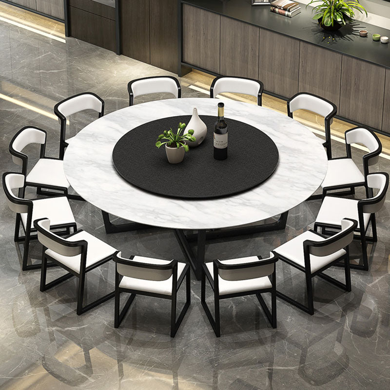 Imitation Marble Round Table Contemporary Dining Site Table with Turntable