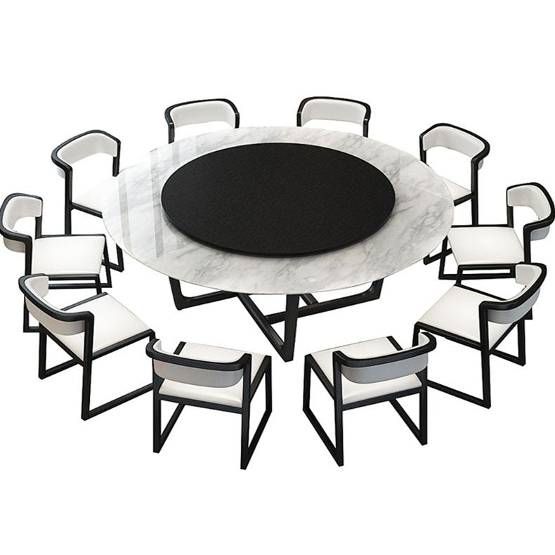 Imitation Marble Round Table Contemporary Dining Site Table with Turntable