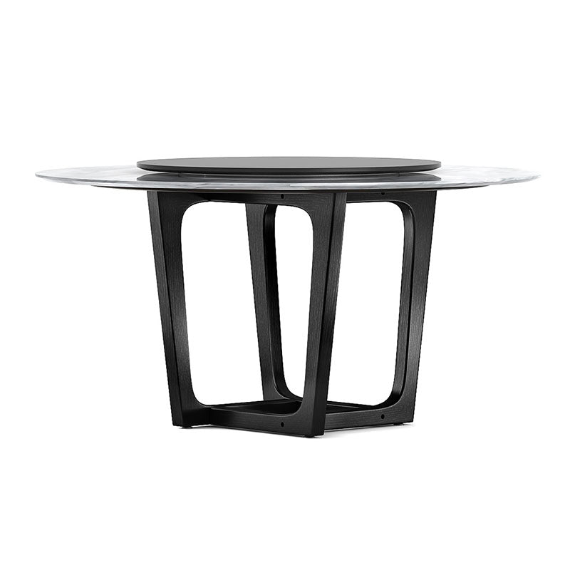 Imitation Marble Round Table Contemporary Dining Site Table with Turntable