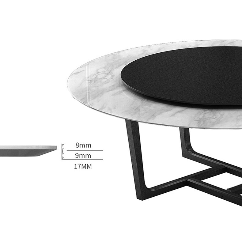 Imitation Marble Round Table Contemporary Dining Site Table with Turntable