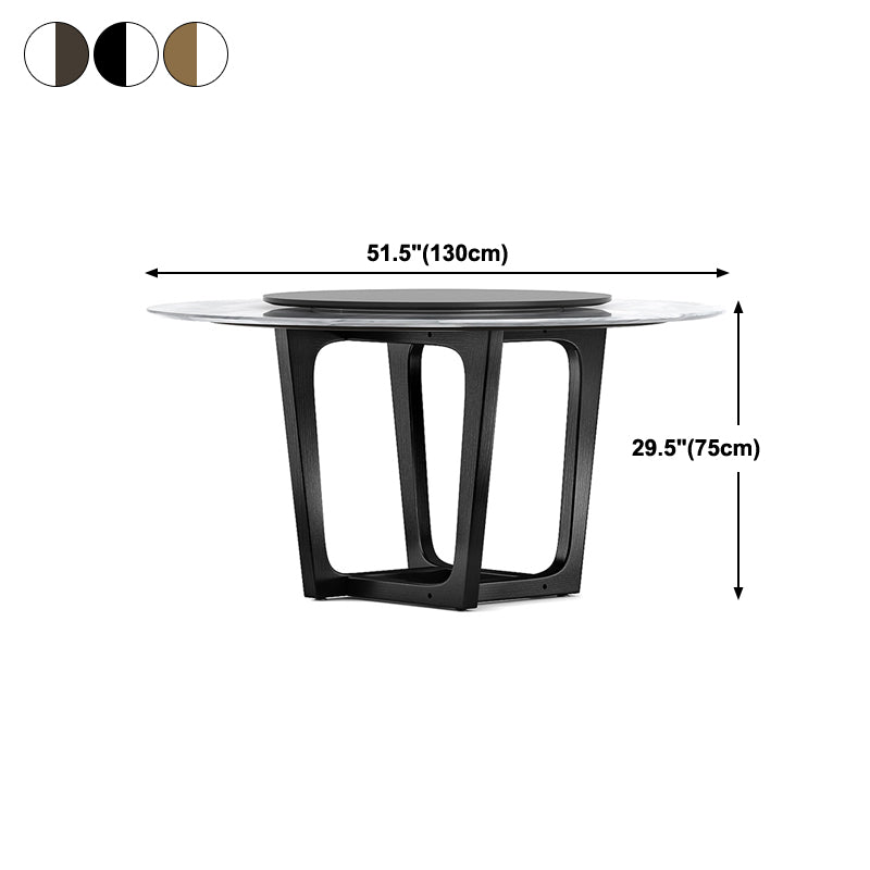 Imitation Marble Round Table Contemporary Dining Site Table with Turntable