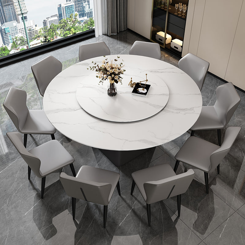 Stone Round Table Contemporary Dining Site Table with Turntable