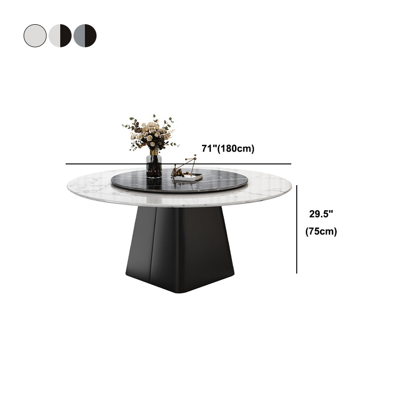 Stone Round Table Contemporary Dining Site Table with Turntable